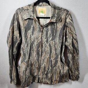 Vintage Ideal Jacket Mens Medium 38 40 Tiger Stripe Camo Hunting Zip Pockets 70s